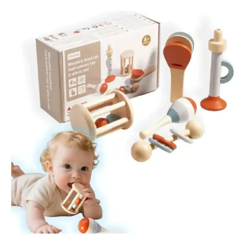 Brinquedo Montessori de Madeira Musicais para Bebê 5 Peças