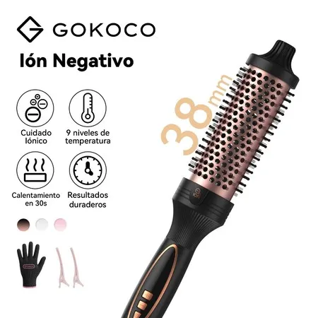 GOKOCO Modelador de Cabelo Portáti íons Negativos 9 Níveis de Temperatura Aquecimento Rápido 30s para Cabelos Cacheado