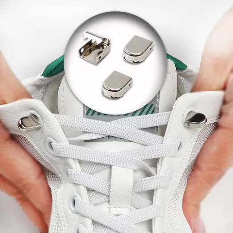 1 par de cadarços sem gravata, fivelas de metal elásticas para tênis, tamanho único, serve para todos os adultos e crianças, cadarços rápidos, cadarços esportivos preguiçosos de borracha