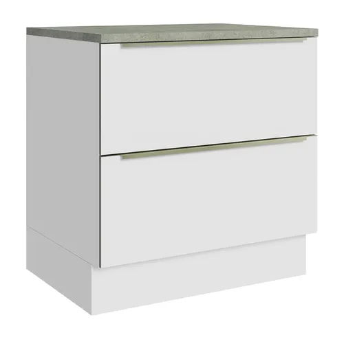 Balcão 80 x 60 cm 2 Gavetas (Com Tampo) Branco/Branco Veludo Lux Madesa
