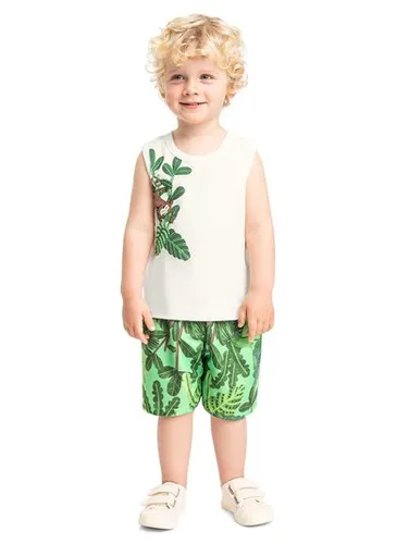 Conjunto Regata e Bermuda Menino Off White
