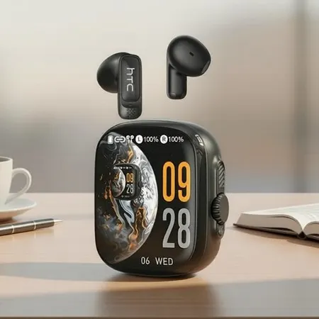 Fones de Ouvido HTC NE72 com IA, Bluetooth 6.0, Troca por Toque, Duplo Toque, TikTok, Bateria de 40H e Kit Completo