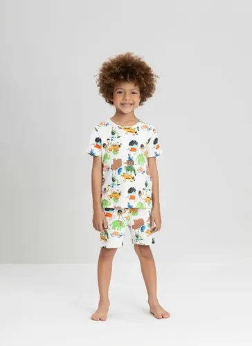 Conjunto de Pijama Infantil para Menina com Camiseta e Bermuda (Branco) Up Baby