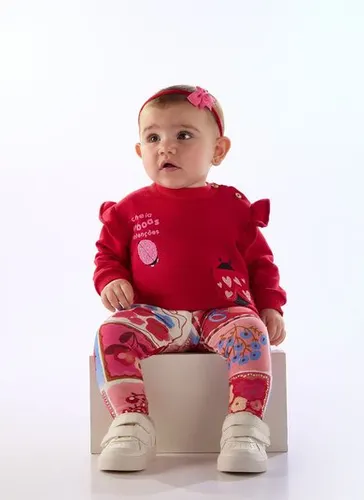 Conjunto Dona Joana com Blusão e Calça para Bebê Vermelho Três e Já