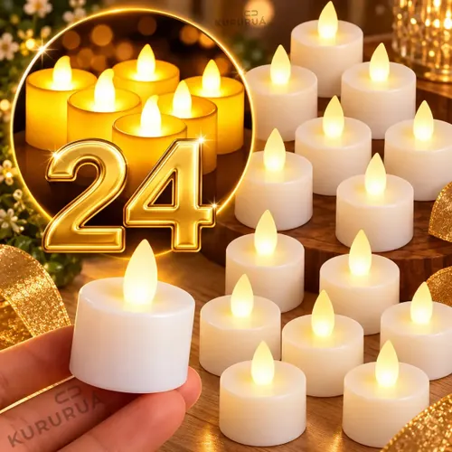Kit 24 Vela de Led Eletrônica Decorativa com Bateria Artificial Luz Amarela Marca Kururuá