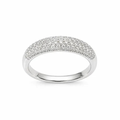 Anel Aparador Cravejado com Moissanite em Prata