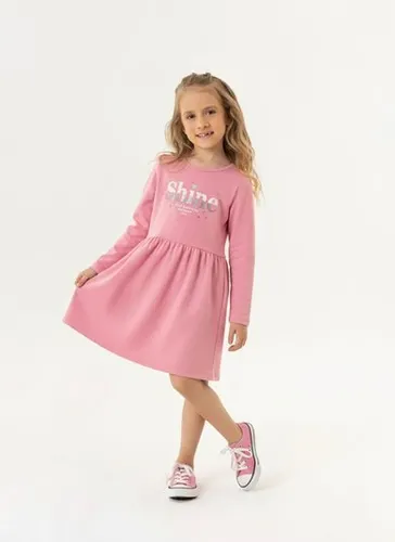 Vestido Infantil Manga Longa em Moletom sem Felpa (Rosa) Guloseima