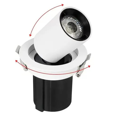 【~ Novo FDDT】Luminária de embutir LED extensível 12W, teto redondo de alumínio COB, foco ajustável para ambientes internos, branco