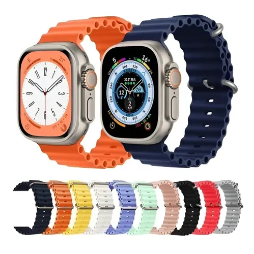 Pulseira Oceano para Apple Watch Ultra 49mm 45mm 44mm 42mm Cor Laranja