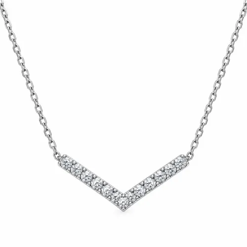 Colar 45 cm Fileira Cravejada com Moissanites em Prata
