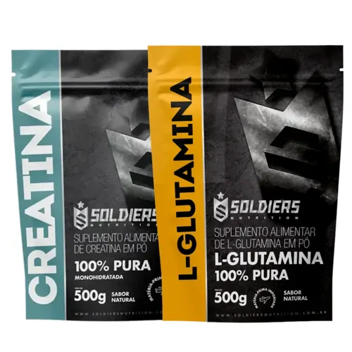 Kit: Creatina Monohidratada 500g + Glutamina 500g - 100% Puro Importado - Soldiers Nutrition