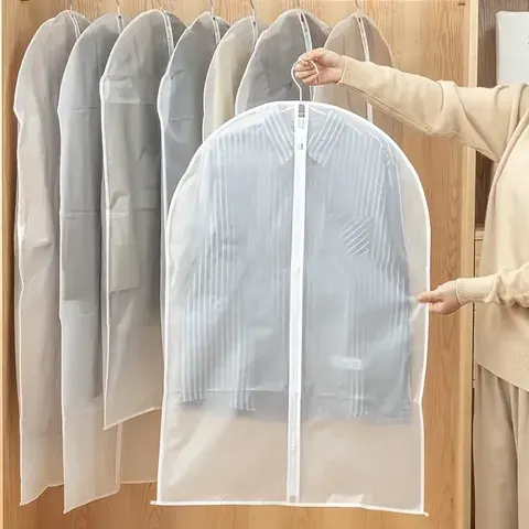3/5/10 Peças Capas Transparentes com Zíper para Roupas, Impermeáveis e à Prova de Poeira, para Ternos, Casacos e Vestidos, Armazenamento para Guarda-Roupa