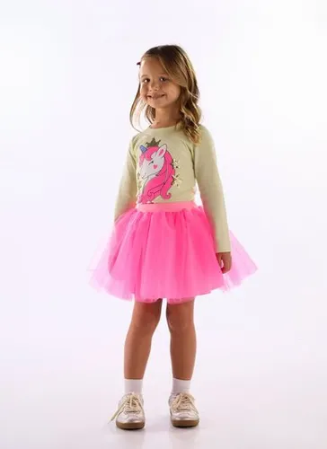 Blusa menina manga longa meia malha com estampa de unicórnio Verde