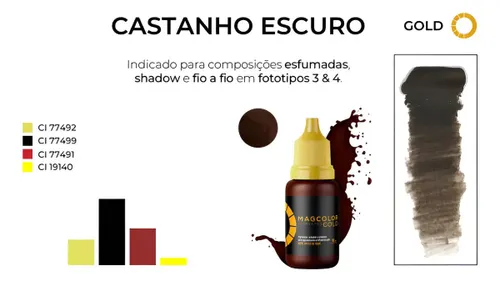 Pigmento Mag Color Gold 5ml Micropigmentação - Cores Cor Castanho Escuro