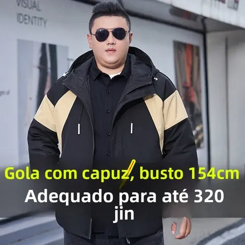 Jaqueta Masculina Plus Size, Corte Solto, Tamanho Grande, Jaqueta Casual com Capuz e Zíper para Homens Acima do Peso, Tendênc...