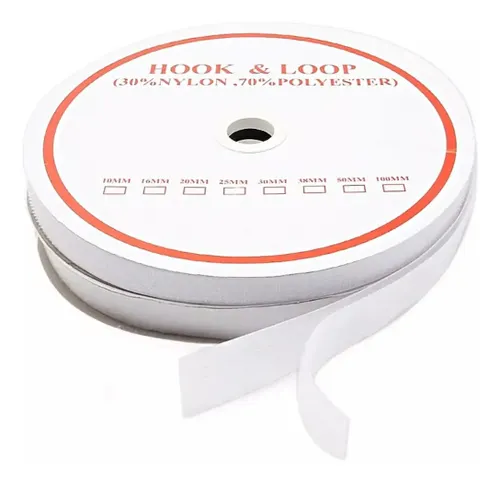 Fecho de Contato Velcro Branco 25mm x 25m Rolo sem Adesivo