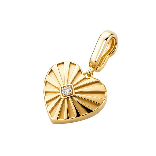 Pingente de 2,3 cm Coração com 1 Diamante em Ouro 18K