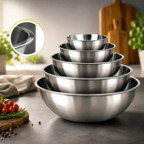 Kit 5 Tigelas Inox Bowl com Medidor 580ml A 2600ml 14 A 24cm Inox