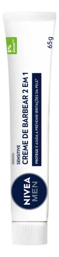 NIVEA MEN Creme de Barbear Sensitive 2 em 1 65g, Protege a Pele, Previne Irritações, Deslizamento Suave, Extrato de Camomila, Pele Sensível