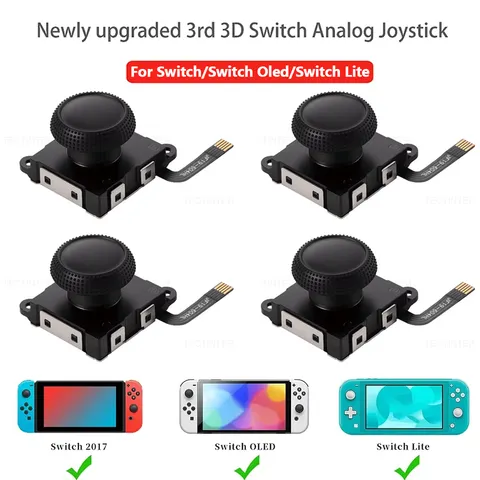 Joystick de substituição com efeito Hall para o comando Nintendo Switch/Lite/OLED, alavanca analógica para reparo de comandos.
