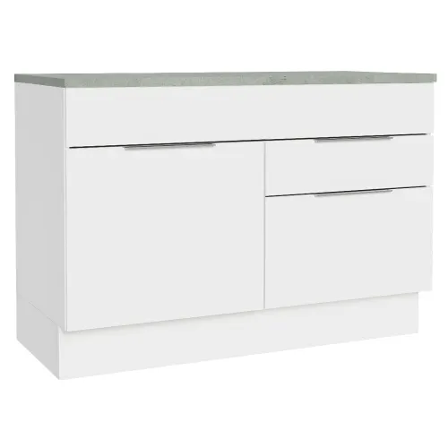 Balcão Cozinha 120 x 60 cm 1 Portas e 2 Gavetas (Com Tampo) Branco Stella Madesa