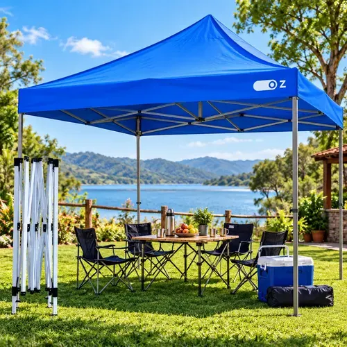 Tenda Gazebo Sanfonada 3x3 Reforçada Praia Feira Articulada Azul