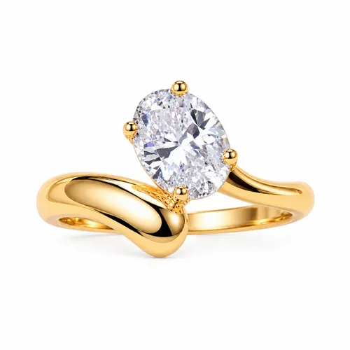 Anel Oval com Zircônia Banhado a Ouro em Prata