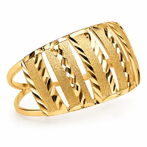 Anel Vazado Laminado Facetado em Ouro 18K
