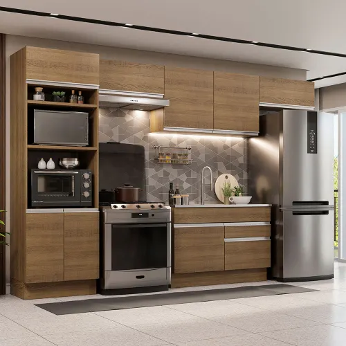 Armário de Cozinha Completa 350cm Rustic Glamy Madesa 01