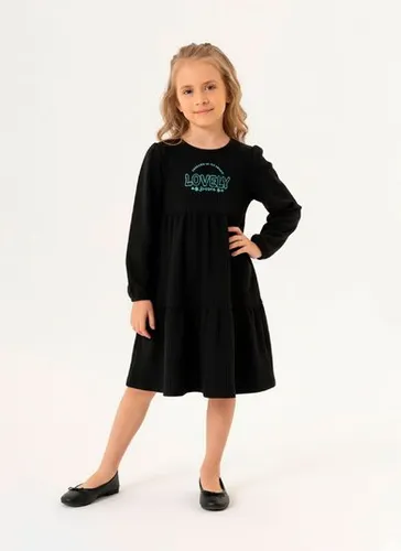 Vestido Manga Longa Infantil em Moletinho (Preto) Guloseima