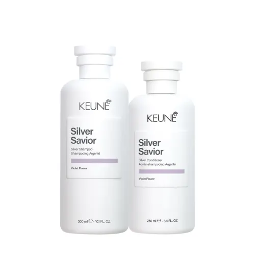 Kit Shampoo e Condicionador Keune Silver Savior Neutralização e Brilho Platinado 2 Produtos