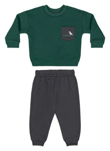 Conjunto com blusão em matelassê e calça sem felpa Verde Quimby