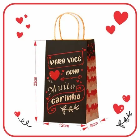 Sacola Kraft Mini para Presente - 10 Unidades - 12x8x23 (MC)