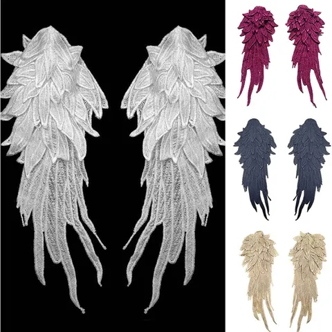 2 pçs ouro marrom asa apliques remendos elegante bordado costurar colarinho diy para vestido de casamento vestido de noiva festa artesanato decorações