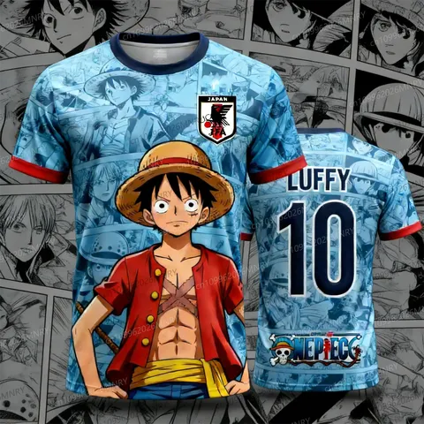 Camisa de Futebol do Luffy de One Piece do Japão para Homens, Camiseta Especial de Futebol para Crianças, Kit de Camiseta Especial para Adultos, Camiseta de Secagem Rápida para Homens/Mulheres
