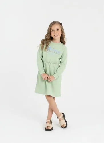Vestido Infantil Manga Longa em Moletom sem Felpa (Verde) Guloseima