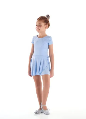 Conjunto Infantil com Collant e Saia Azul Claro
