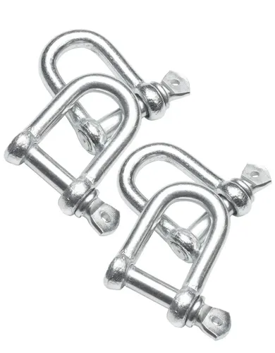 Kit 4 Manilhas Retas de Aço Galvanizado com Pino Roscado para Reboque e Amarração