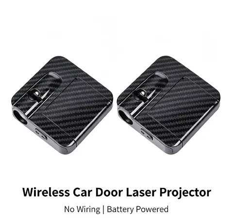 Projetor Laser sem Fio para Porta de Carro, 2 Peças, Luz de Boas-Vindas HD, Sem Fiação, Alimentado por Bateria, Luz de Cortesia para Porta de Carro, Acessório de Decoração Automotiva