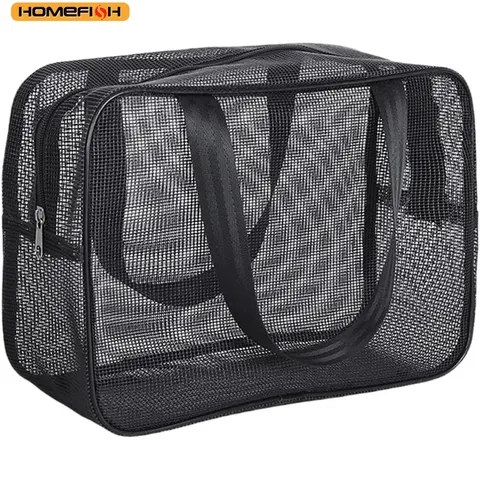 Bolsa Organizadora de Banho HOMEFISH em Malha, Bolsa de Armazenamento de Cosméticos, Bolsa Multifuncional para Banho, Organizador de Produtos de Higiene Pessoal Portátil de Grande Capacidade