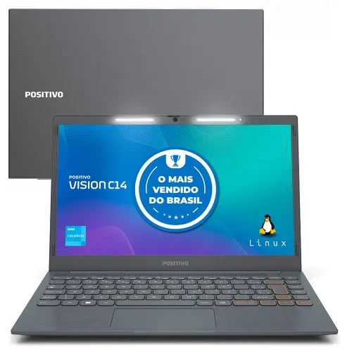 Notebook Positivo Vision C14 Intel Celeron Linux 4GB RAM 128GB e MMC 14.1" HD Lumina BAR - Cinza