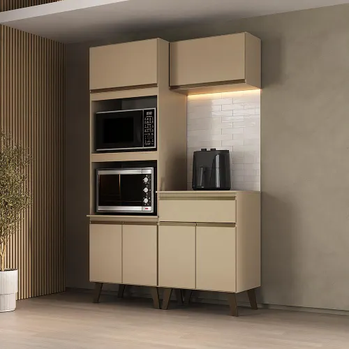 Armário de Cozinha Compacta  Atlanta Vértice Carraro Amêndoa