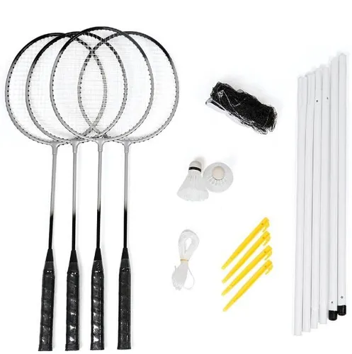 Kit Badminton Hyper Completo 04 Raquetes 2 Petecas Rede e Postes