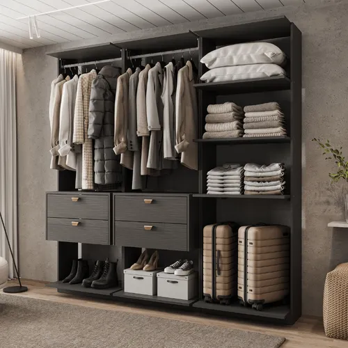 Closet Modulado com 4 Gavetas Alasca Preto Touch Carraro
