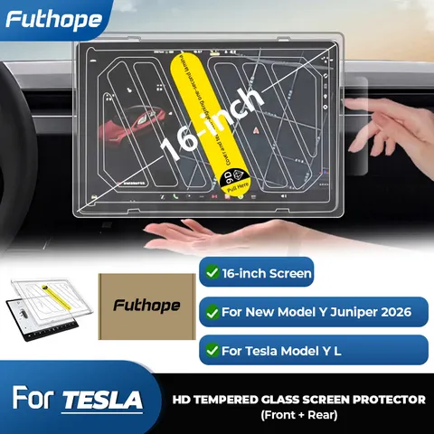 Protetor de Tela de Vidro Temperado HD Futhope (2 Peças) para Tesla Model Y 2026 Juniper e Modelo YL com Ferramenta de Instalação