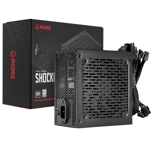 Fonte PCYES Gamer Shocker 500W 80Plus PFC Ativo PF500SHW