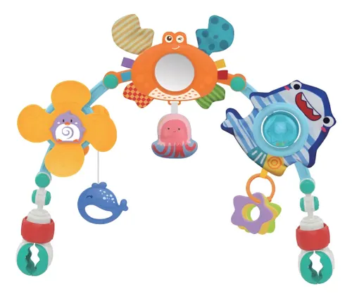 Arco Móbile de Atividades Bebê Carrinho Berço Cadeirinha Chocalho Mordedor Clip Ajustável Maxi Baby - Ocean