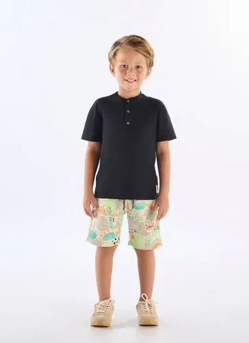 Conjunto Infantil com Camiseta e Bermuda Estampa Abstrata (Preto) Up Baby
