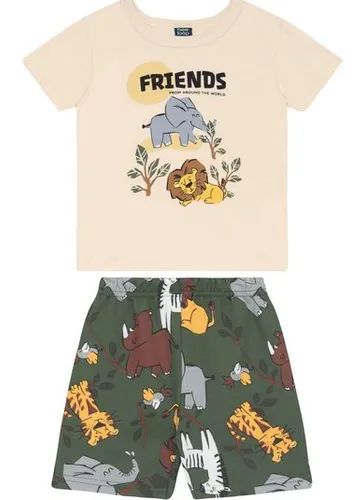 Conjunto Camiseta e Bermuda para Menino Bege