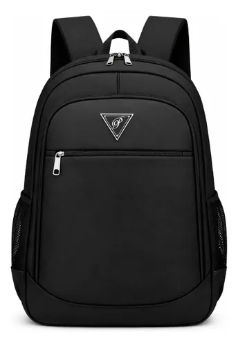 Mochila Masculina Bolsa Impermeável Faculdade Executiva Alça Reforçada Preto Liso